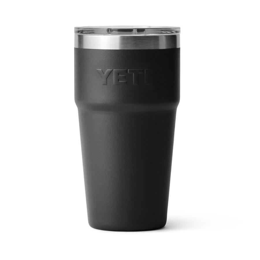 YETI Rambler 16オンス スタッカブルパイント マグスライダー蓋付き 真空断熱 ステンレス製、ブラック