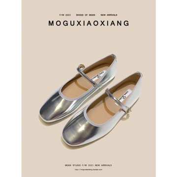 【MOGU小象】2023新款圓頭淺口軟皮簡約時尚軟底瑪麗珍平底單鞋女