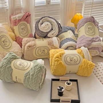 法蘭絨毛毯辦公室午睡毯小毯子A版塔芙絨B版羊羔絨毛毯雙面加厚