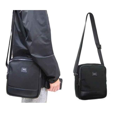 斜側包小容量二層主袋+外袋共三層超輕防水尼龍布+皮革外出隨身物品中性款男女適用