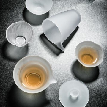 日式琉璃磨砂手抓蓋碗禪意三才碗冰凍燒純茶碗杯家用客廳功夫茶具