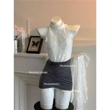 Nicelaisiii秘書姐姐 純欲蕾絲包臀裙鏤空性感約會睡衣女氣質制服