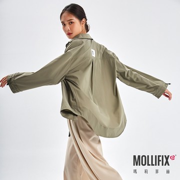 Mollifix 瑪莉菲絲 袖抽繩彈力運動襯衫 (橄綠)、瑜珈服、運動襯衫、運動服