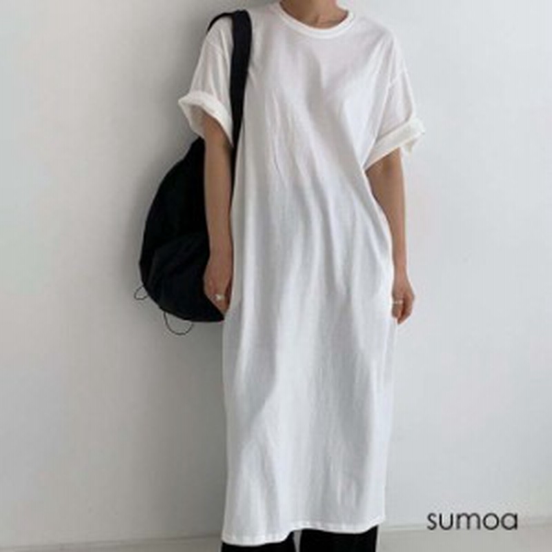 ワンピース Tシャツワンピ バックスリット ロングtシャツ ロングワンピース Tワンピ Tシャツ 大きめ スリット 重ね着 カットソ 通販 Lineポイント最大1 0 Get Lineショッピング