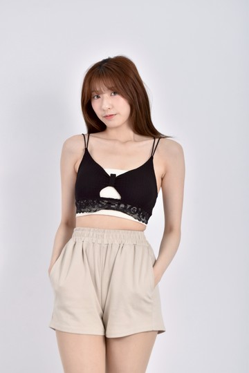 (S) bra top蕾絲細肩帶黑色上衣
