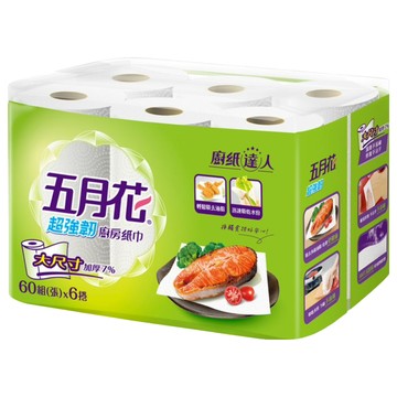 五月花 超強韌廚房紙巾 60張  6捲  1袋