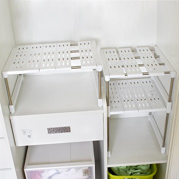 衣櫃分層板 櫥櫃櫃子置物架可伸縮衣櫃分層隔板廚房桌面水槽下收納層置地疊加 【CM1932】