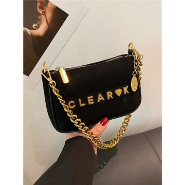 秋冬流行麂皮絨鏈條小方包女2025新款時尚麻將包高級感磨砂腋下包