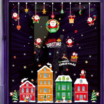 1 件聖誕牆貼,聖誕老人屋自粘貼紙