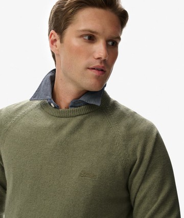 Superdry Men's Wool Blend Jumper Green Size: Xxl
