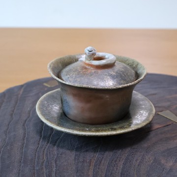 小蛇 柴燒陶三才蓋碗