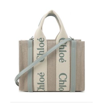 Chloe Woody tote bag 新款帆布兩用托特包(小號/藍綠)