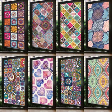 桃園出貨北歐彩色敎堂彩繪藝術靜電無膠玻璃貼膜磨砂玻璃貼紙複古風防偷窺