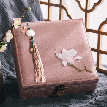 櫻桃的滋味銅鎖刻字中式首飾收納盒飾品盒生日結婚禮品盒送女友 99購物節