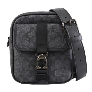 COACH CK969 BECK 經典C釦塗層花紋休閒斜背包.炭灰黑