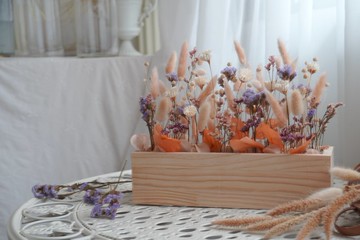 柔霧永生木盒桌花－永生花