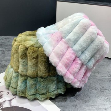 帽子女冬季加絨加厚保暖漸變色漁夫帽女韓版時尚百搭防寒毛絨盆帽