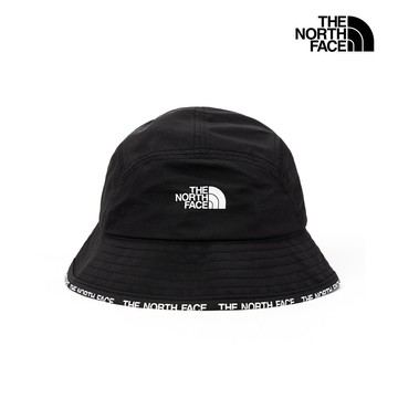 The North Face北面男女款黑色DWR防潑水壓邊印花漁夫帽｜7WHAJK3