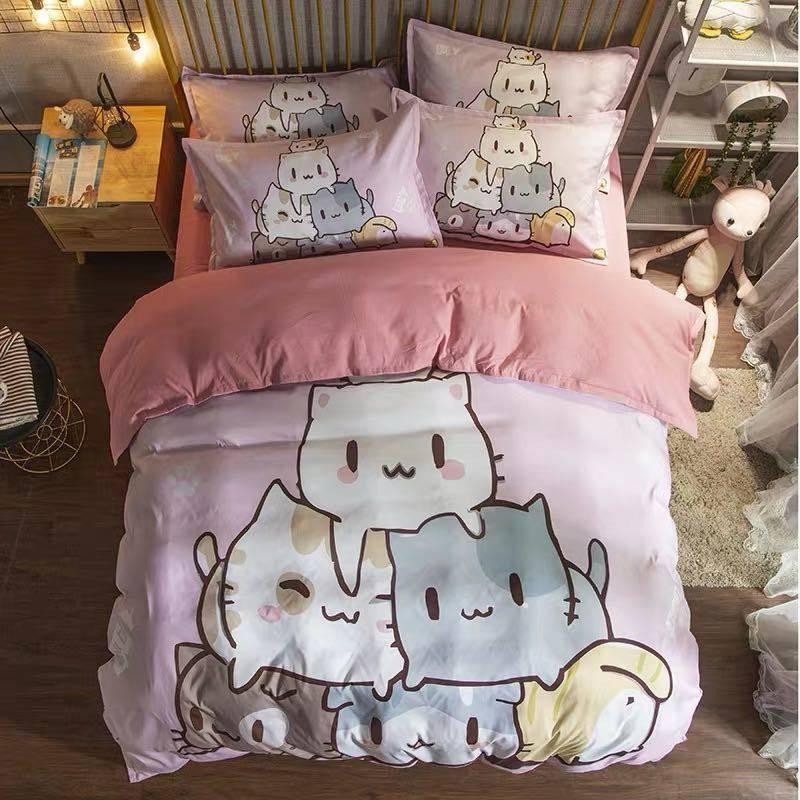 A33254 ワイドダブル ベッド用品4点セット ．寝具 ボックスシーツ 枕  