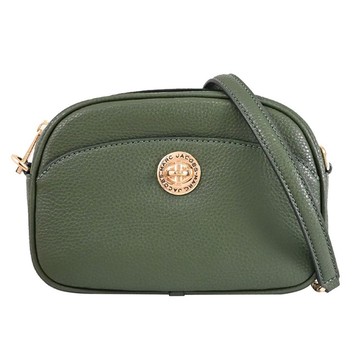 MARC JACOBS 馬克賈伯 刻印LOGO轉釦造型斜背相機包.深綠