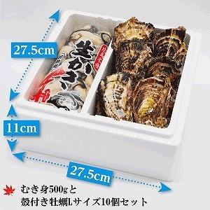 ふるさと納税 ★北海道・沖縄配送不可★むき身500gと殻付き牡蠣Lサイズ10個セット《加熱用》 広島県廿日市市