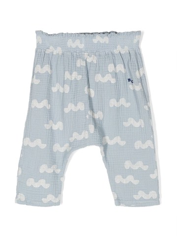 Bobo Choses - wave-print crepe-texture trousers - kids - Organic Cotton - 9 mth - Blue