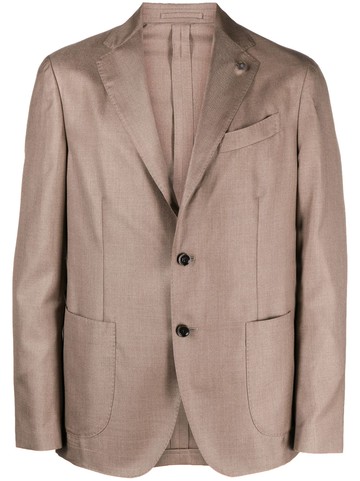 Lardini - Americana brooch-detail blazer - men - Polyester - 52 - Brown