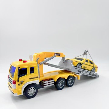 清障車道路救援拖車文藝車玩兒童慣性聲光塑膠運輸工程車玩具禮盒