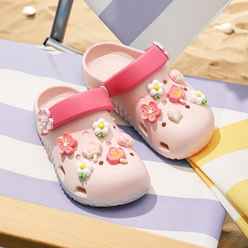 Cheerful Mario幸福瑪麗 可愛花朵洞洞鞋鞋扣女童布希鞋 止滑防撞軟底兒童洞洞鞋