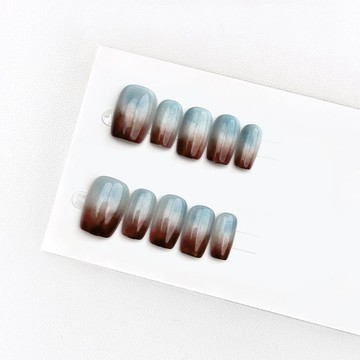 Yuki Nail高階暈染漸變貓眼穿戴甲成品美甲可拆卸手工甲片短款秋日顯白美甲