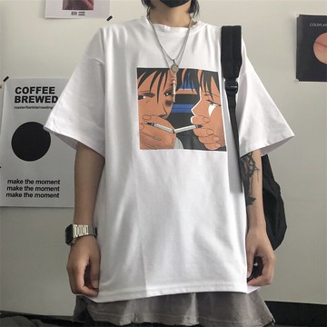 FINDSENSE X 韓潮 男士 街頭流行 寬鬆 卡通人物印花 短袖T恤 情侶T