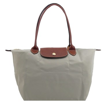 [平輸版]LONGCHAMP LE PLIAGE系列長把再生尼龍摺疊水餃包(大/小石子灰)真品平輸