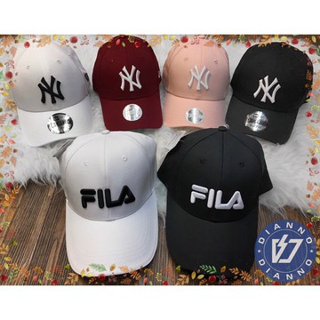 帝安諾-New era 洋基 FILA 電繡 LOGO 老帽 NY老帽 黑 白 粉 深藍 酒紅 FILA老帽 黑 白