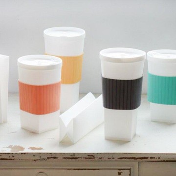 台灣製造杯身可折8oz+16oz 折折杯(2入組) 8oz藍+16oz藍