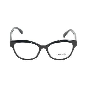 CHANEL 金色CC Logo 及珍珠蝴蝶型眼鏡(黑色) 53mm