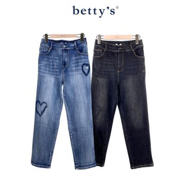 betty’s貝蒂思 字母刺繡愛心造型牛仔長褲 (共二色)