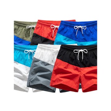 橙色拼接運動短褲男款夏季薄款冰絲速干沙灘褲健身休閑跑步三分褲