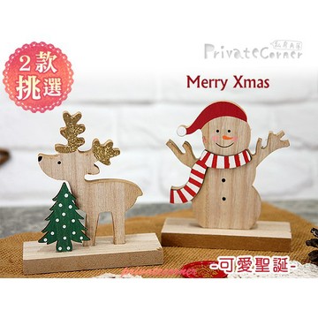 私房角落◎好可愛聖誕木頭擺飾(2款)金蔥麋鹿/萌萌雪人【EFE0004】耶誕桌面擺飾 聖誕裝飾品 聖誕節交換禮物