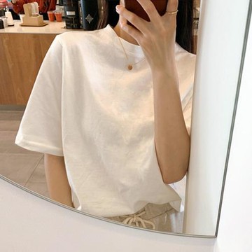 純色純白色t恤女短袖棉質寬松夏季打底內搭2023年新款t桖半袖體恤