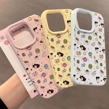 滿印小新卡通合集適用蘋果17Promax糯米殼iPhone18/14手機殼16防摔軟殼15大孔新品14趣味13保護殼12