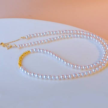 天然海水珍珠 日本 Akoya 珍珠項鍊 迷你Baby珠 18K金 可調節 延長鏈 優雅百搭款式