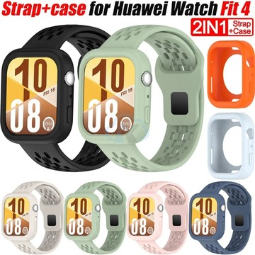 適用於 Huawei Watch Fit 4 3 4 Pro 网孔硅膠反扣錶帶 軟殼 運動透氣手鐲 替換腕帶 高級配件