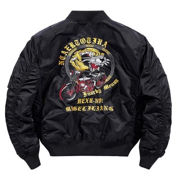 棒球服外套男春秋季新款潮流刺繡ma1美式工裝潮牌寬松飛行員夾克