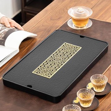 茶盤家用蓄排雙用仿烏金石茶臺小號功夫茶具茶海日式簡約干泡托盤