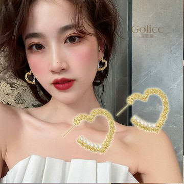 【Gulicc】耳環 桃心珍珠耳環