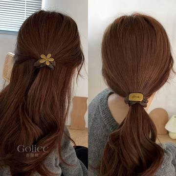 【Gulicc】古莉可 髮圈 韓版金屬長方花朵髮圈