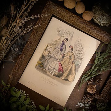 法國百年手工上色19世紀時裝版畫