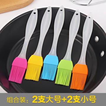 硅膠油刷 耐高溫油刷子燒烤刷醬刷 易清洗不掉毛烘焙刷子大小套裝1入