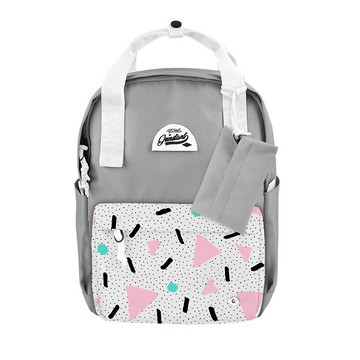 Grinstant混搭可拆組式13吋後背包 - 夢幻系列 (淺灰配三角粉)