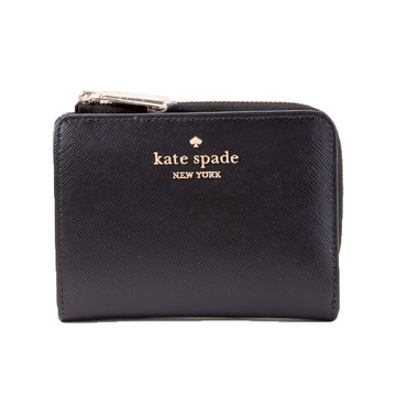 KATE SPADE Madison 防刮皮革L型拉鍊對釦短夾(黑色)